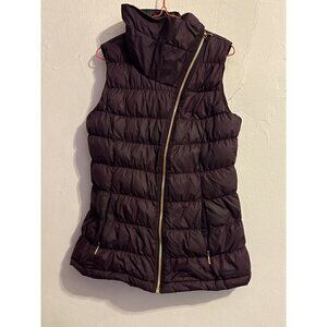 Athleta Downabout Asymmetric Puffer Vest Wild Raisin Maroon No Flaws